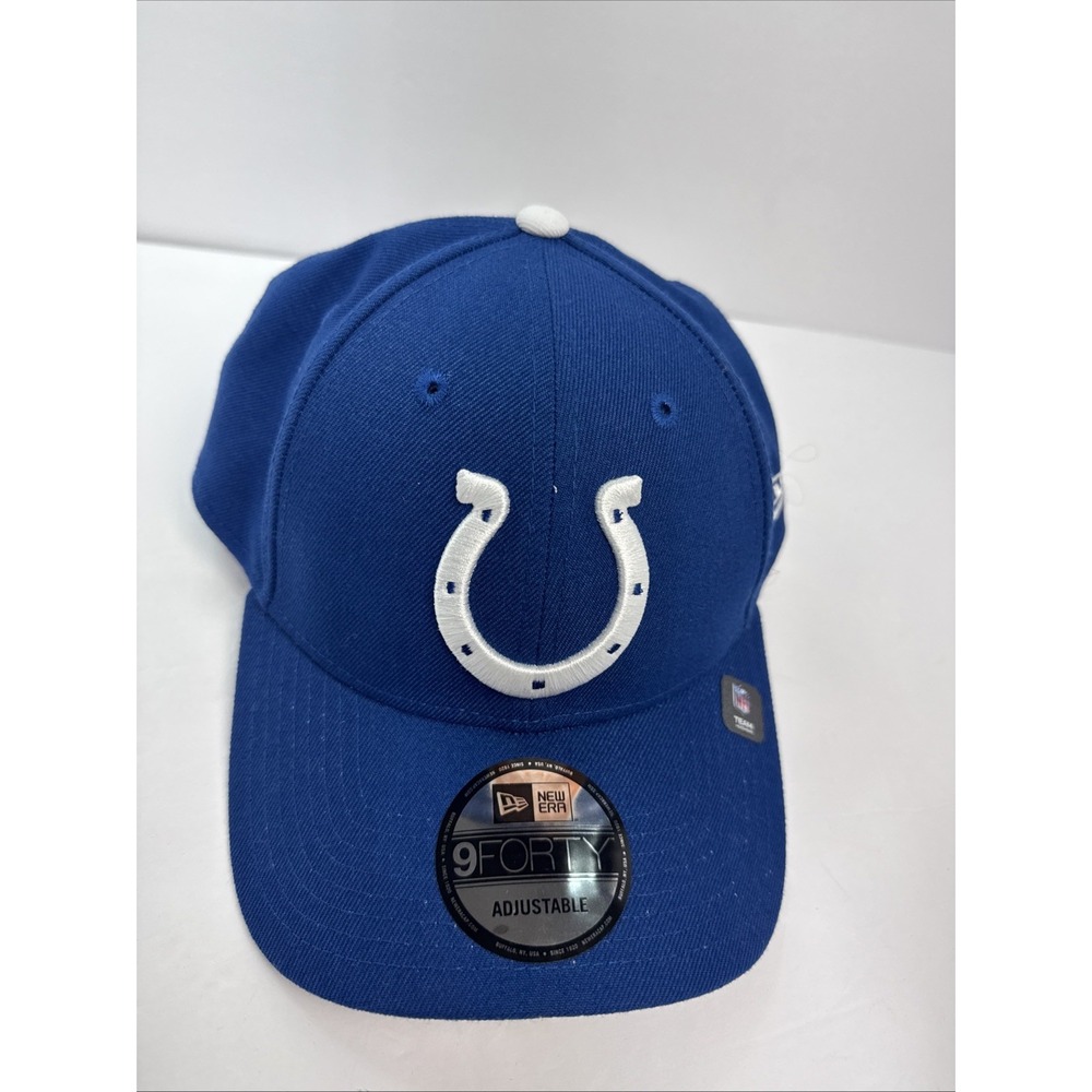 Indianapolis Colts Hat Cap Strap Back Blue Logo NFL Football New Era Mens OSFM